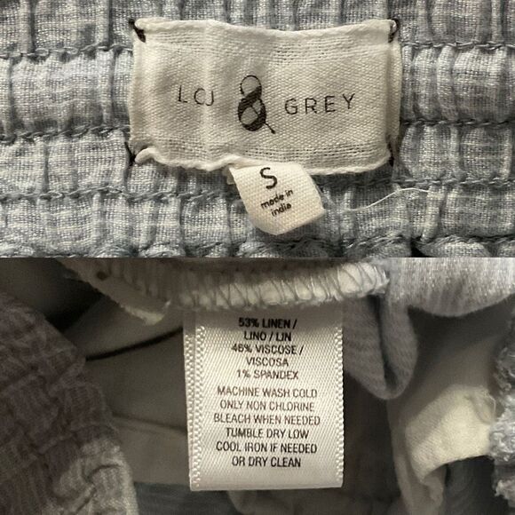 Lou & Grey Blue White Striped Linen Blend Tapered Pants Small - Picture 4 of 5